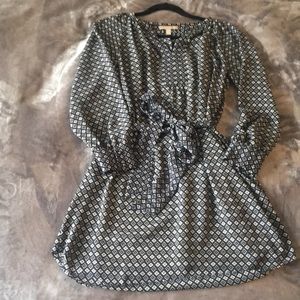 Navy blue patterned shirt dress
